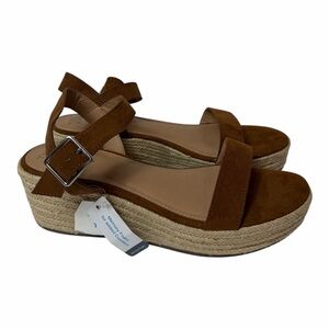 Time & Tru Brown Memory Foam Wedge Sandals Women's Size 10 NWT